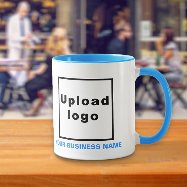 Business Name and Logo on Light Blue Combo Mug