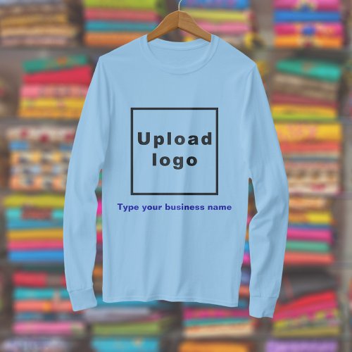 Business Name and Logo on Light Blue Long Sleeve T_Shirt