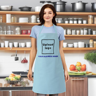 Business Name and Logo on Light Blue Polyester Apron