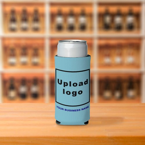 Business Name and Logo on Light Blue Seltzer Can Cooler