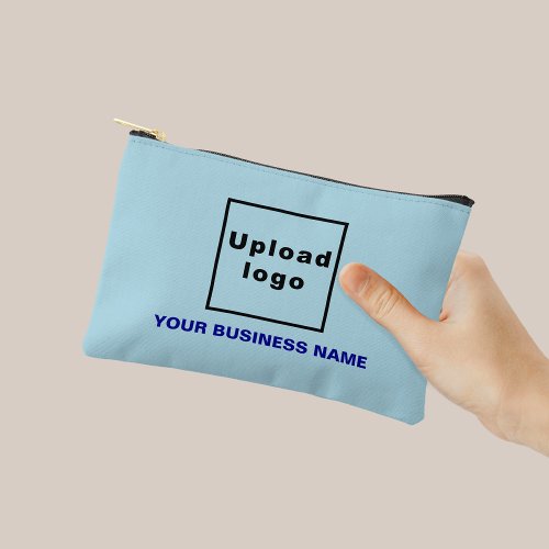 Business Name and Logo on Light Blue Small Pouch