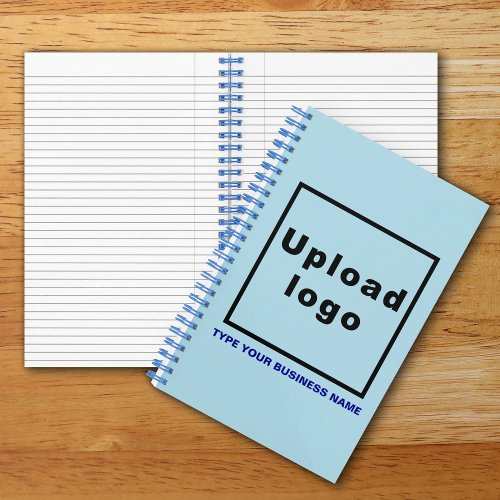 Business Name and Logo on Light Blue Spiral Notebook