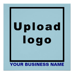 Business Name and Logo on Light Blue Square Glossy Poster