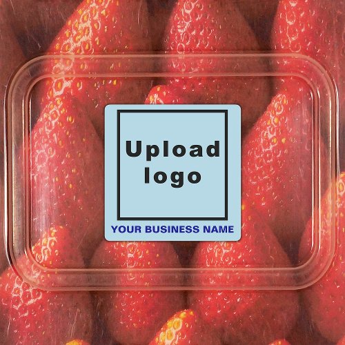 Business Name and Logo on Light Blue Square Labels