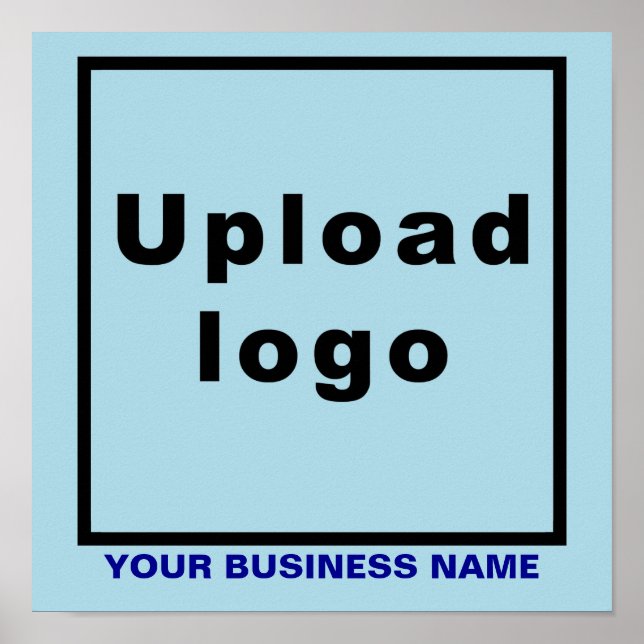 Business Name and Logo on Light Blue Square Poster (Front)