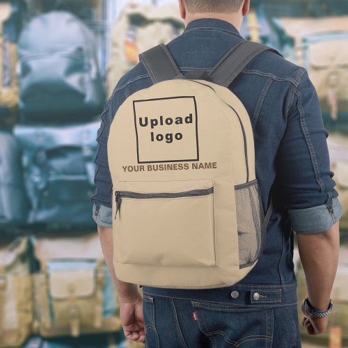 Business Name and Logo on Light Brown Backpack