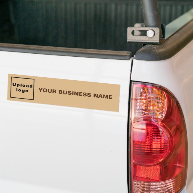 Business Name and Logo on Light Brown Bumper Sticker (On Truck)