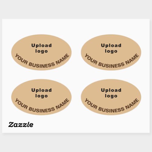 Business Name and Logo on Light Brown Oval Sticker