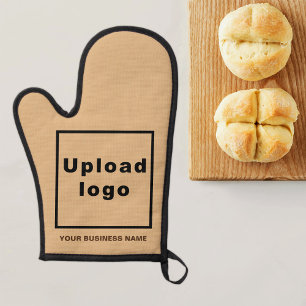 Business Name and Logo on Light Brown Oven Mitt