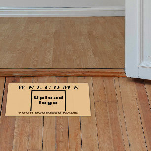 Business Name and Logo on Light Brown Rectangle Floor Decals
