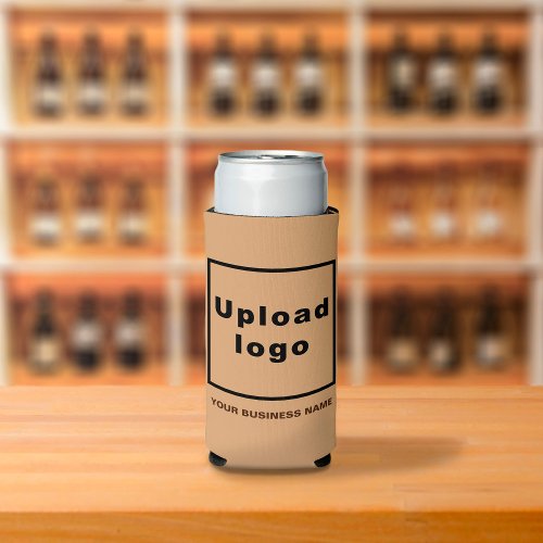 Business Name and Logo on Light Brown Seltzer Can Cooler