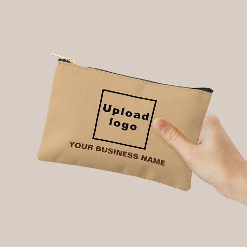 Business Name and Logo on Light Brown Small Pouch