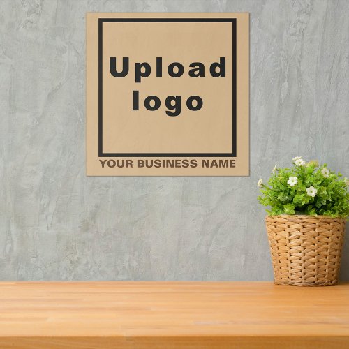 Business Name and Logo on Light Brown Square Acrylic Print