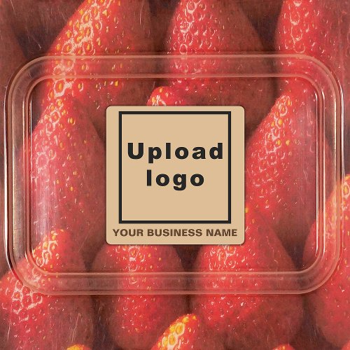 Business Name and Logo on Light Brown Square Labels