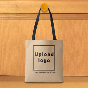 Business Name and Logo on Light Brown Tote Bag