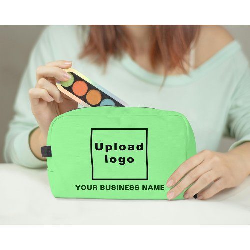 Business Name and Logo on Light Green Dopp Kit
