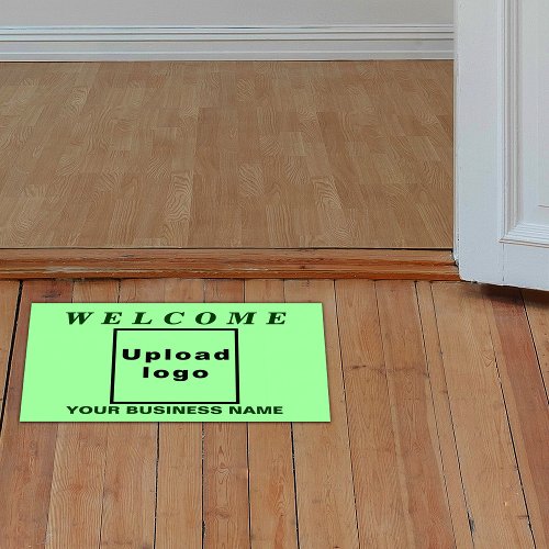 Business Name and Logo on Light Green Rectangle Floor Decals