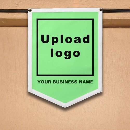 Business Name and Logo on Light Green Shield Shape Pennant