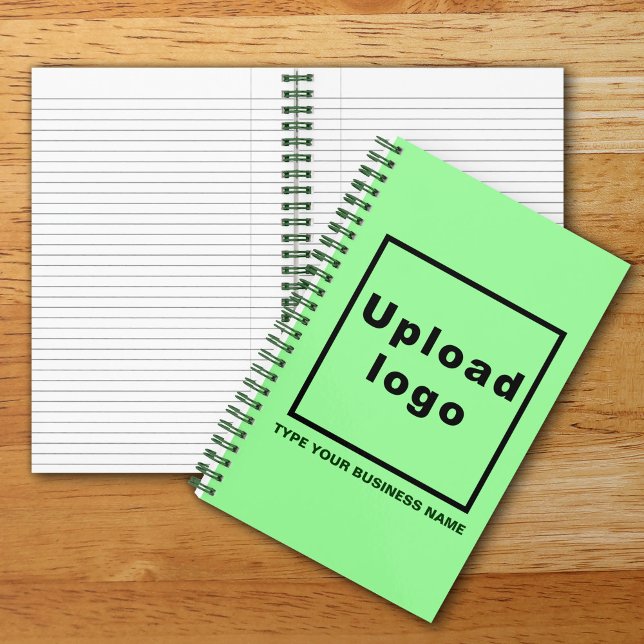 Business Name and Logo on Light Green Spiral Notebook (Build brand name awareness. Your business logo and name on light green cover of spiral notebook.)