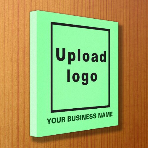 Business Name and Logo on Light Green Square Canvas Print