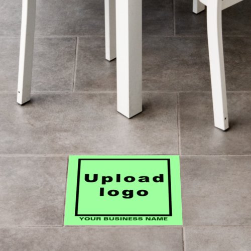 Business Name and Logo on Light Green Square Floor Decals