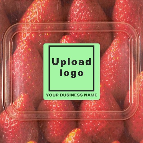 Business Name and Logo on Light Green Square Labels