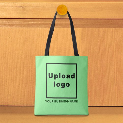 Business Name and Logo on Light Green Tote Bag