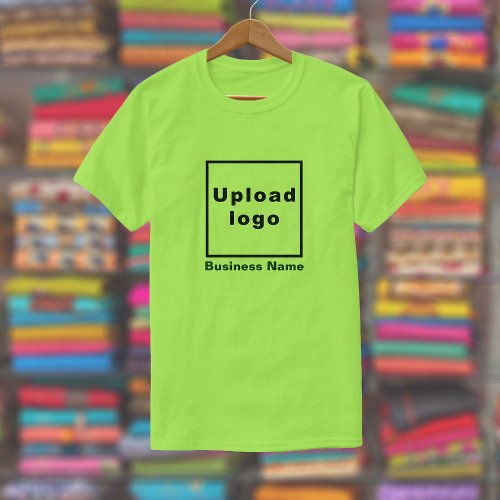 Business Name and Logo on Lime Green T_Shirt