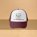 Business Name and Logo on Maroon and White Trucker Hat<br><div class="desc">Trucker hat that you can customize to put your business name. You can give it as giveaway item or gift to your customers. You can also include it in your marketing materials to advertise your business or in your promotional products to promote your brand name. Trucker hat with your business...</div>