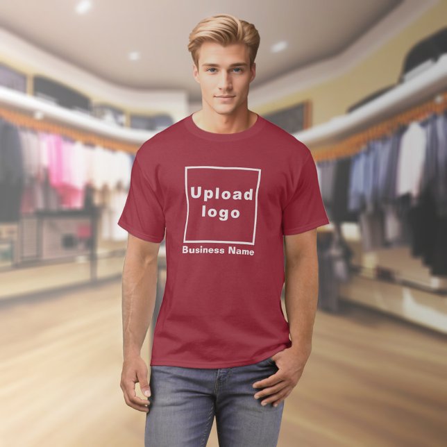 Business Name and Logo on Maroon T-Shirt (Maroon t-shirt with your business name and logo on model)
