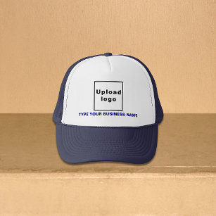 Business Name and Logo on Navy and White Trucker Hat