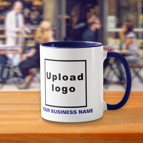 Business Name and Logo on Navy Blue Combo Mug