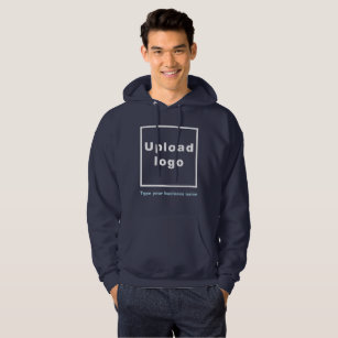 Business Name and Logo on Navy Blue Hoodie