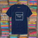 Business Name And Logo On Navy Blue T-shirt at Zazzle