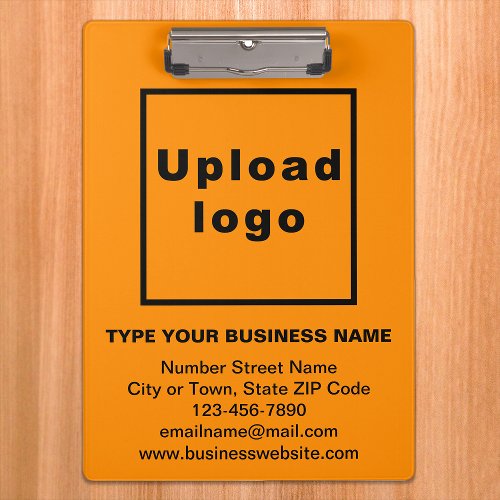 Business Name and Logo on Orange Clipboard