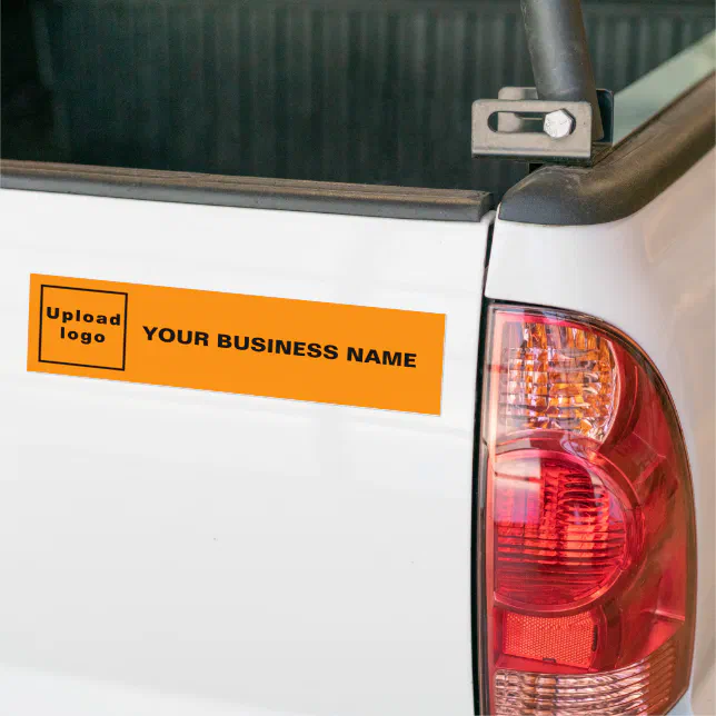 Business Name and Logo on Orange Color Bumper Sticker | Zazzle