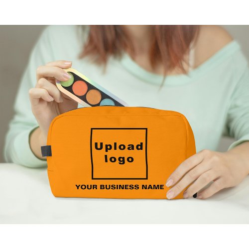 Business Name and Logo on Orange Color Dopp Kit