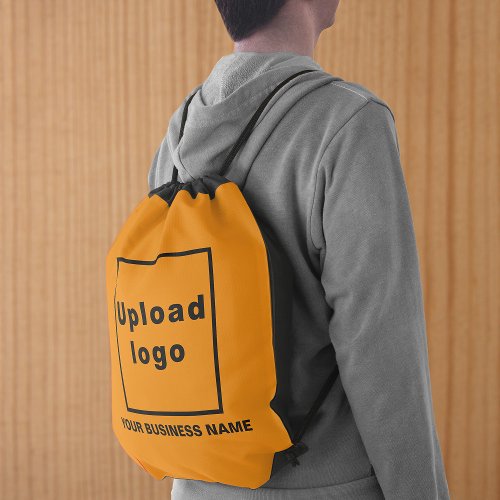 Business Name and Logo on Orange Color Drawstring Bag