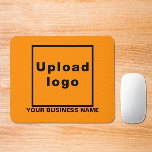 Business Name and Logo on Orange Color Mouse Pad