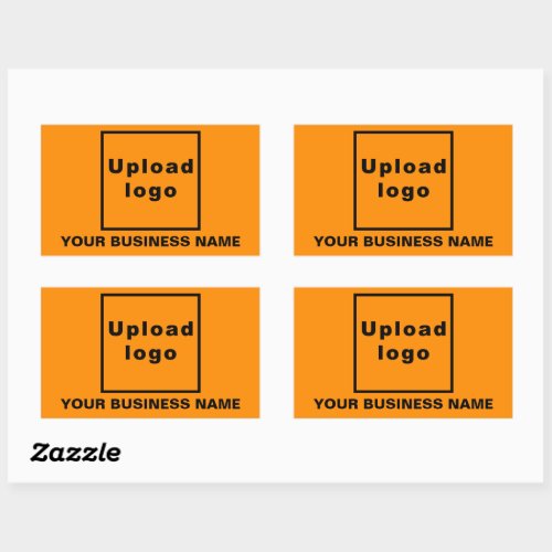 Business Name and Logo on Orange Color Rectangular Sticker
