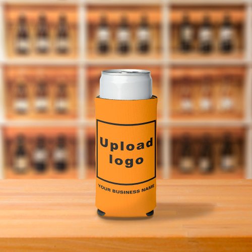 Business Name and Logo on Orange Color Seltzer Can Cooler