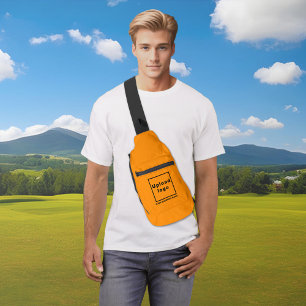 Business Name and Logo on Orange Color Sling Bag