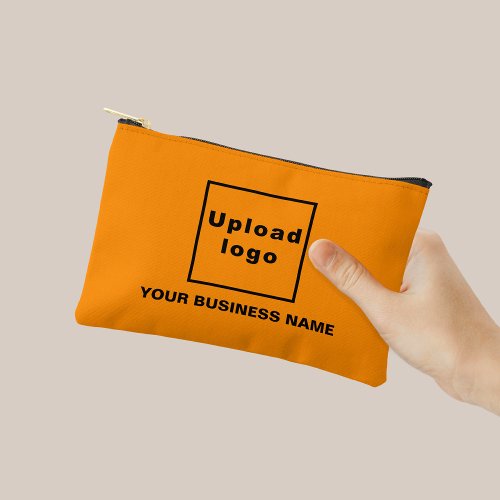 Business Name and Logo on Orange Color Small Pouch