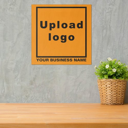 Business Name and Logo on Orange Color Square Acrylic Print