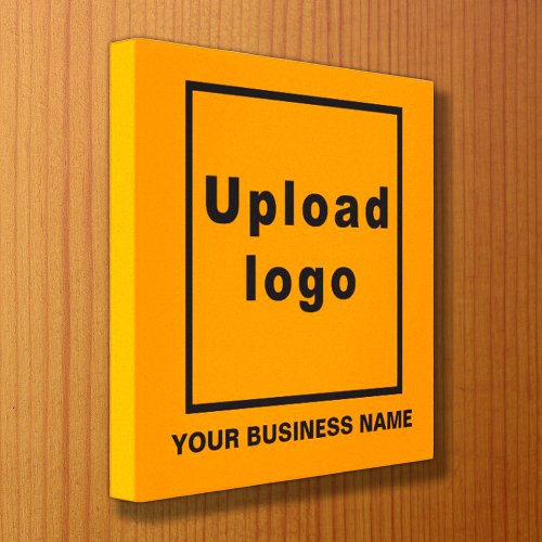 Business Name and Logo on Orange Color Square Canvas Print