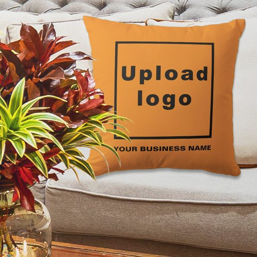 Business Name and Logo on Orange Color Throw Pillow