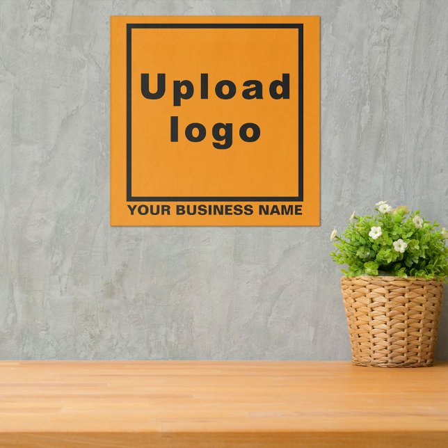 Business Name and Logo on Orange Square Acrylic Print (Orange square acrylic print with your business name and logo)