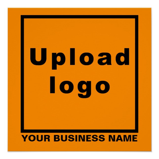 Business Name and Logo on Orange Square Glossy Poster (Front)