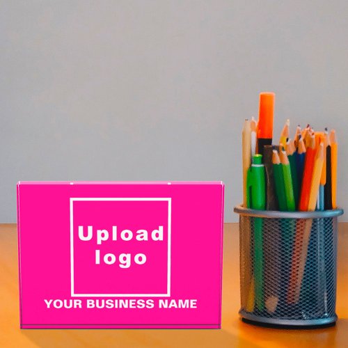 Business Name and Logo on Pink Acrylic Block