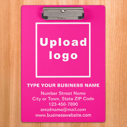 Business Name and Logo on Pink Clipboard